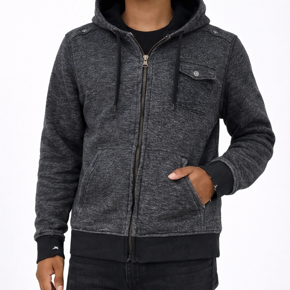 Route 66 Zip-Up Hoodie – Men's Medium – Charcoal Gray‎